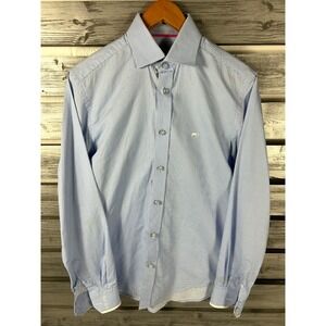 Moods of Norway Blue Check Long Sleeve Button Up Shirt Mens Small
